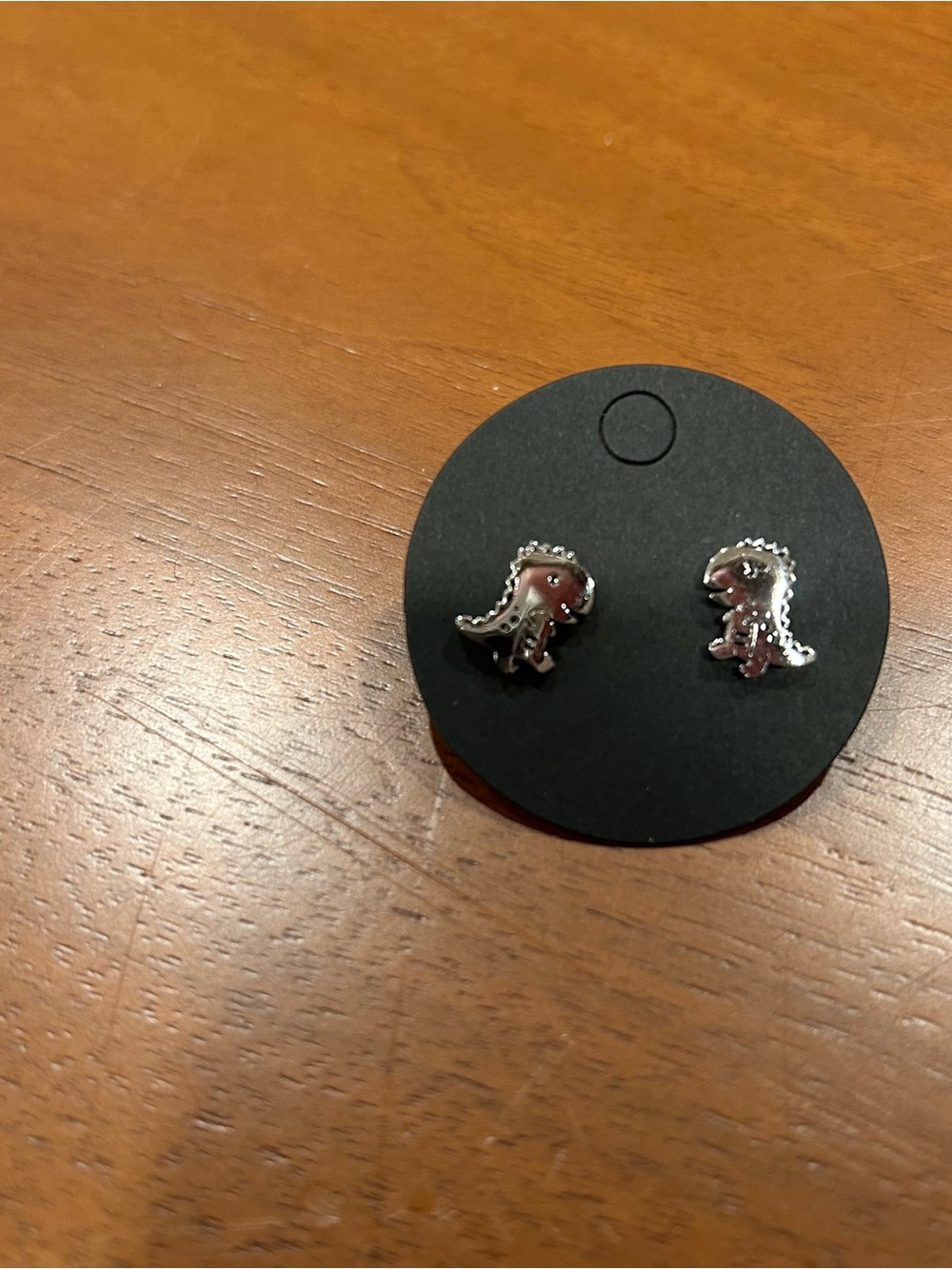 Cute Silver Dinosaur Stud Earrings